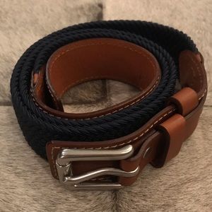 Cole Haan Tan Leather & Navy Elastic Stretch Belt